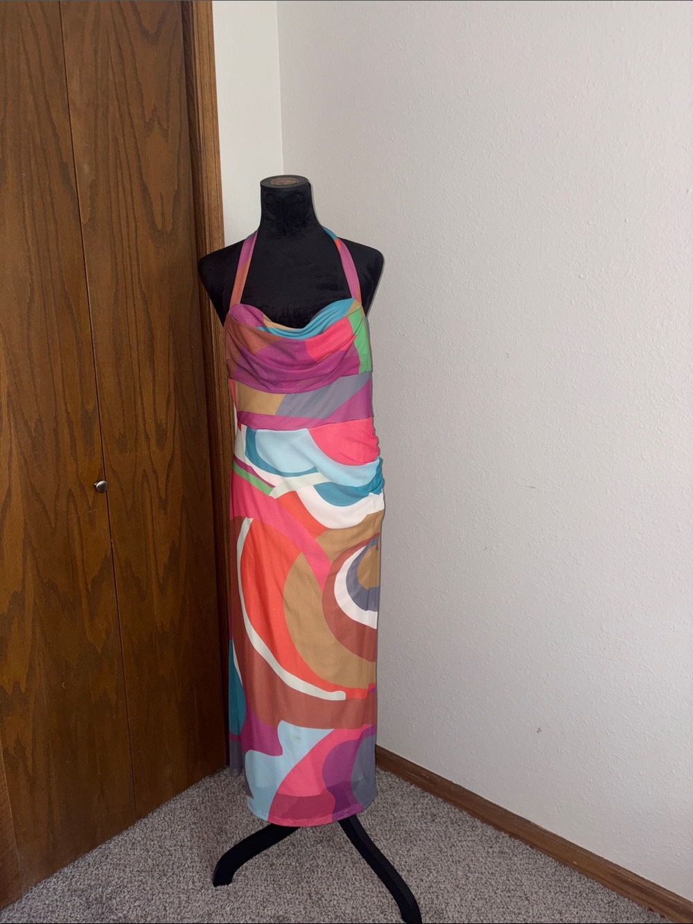 Anthropologie Square-Neck Halter Midi Dress